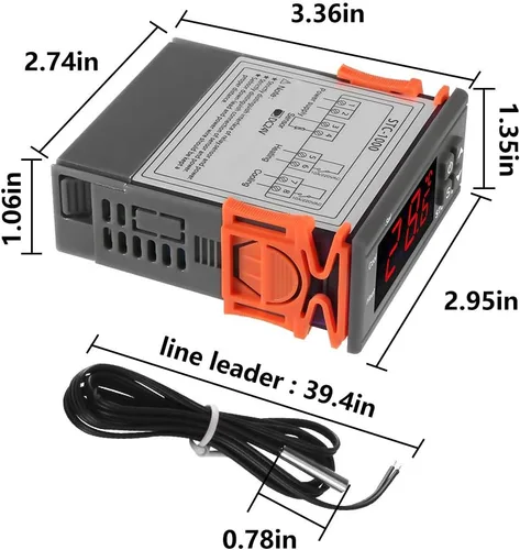 Miniatura 7 de Dorhea Controlador de temperatura LCD digital 10A DC 24V Termostato STC-1000 3.3 ft Sensor NTC Termostato Regulador Calentador Enfriador 2 Salida