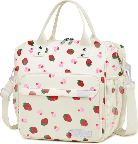 Miniatura 23 de TuErCao - Linda lonchera con forma de fresa para mujeres; bolsas de almuerzo para el trabajo, lonchera pequeña con aislamiento para pícnic, viaje