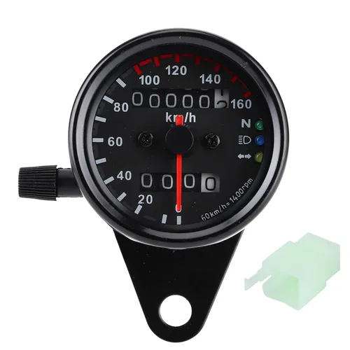 Motocicleta cuentakilómetros velocímetro indicador doble pantalla digital KM/H Universal 1pc (negro)