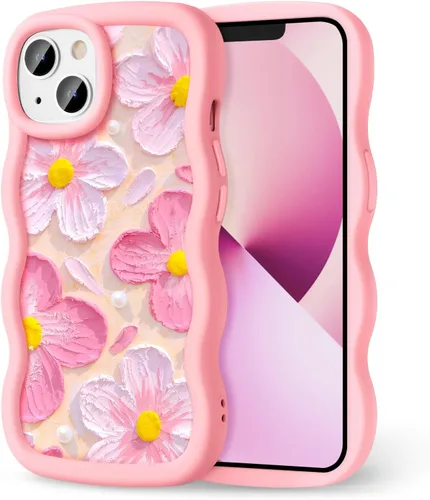 Miniatura 48 de Compatible con iPhone SE/8/7 Funda para Mujeres y Niñas, Marco Ondulado Rizado con Patrón Lindo, Estética Delgada Suave Silicona TPU Parachoques