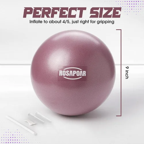 Miniatura 2 de ROSAPOAR Pelota de ejercicio pequeña – Mini pelota de pilates de 9 pulgadas, pelota de yoga antiestallidos para estiramiento y entrenamiento