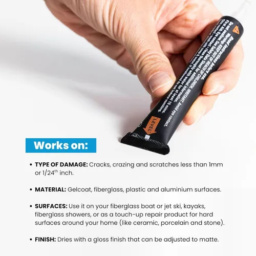 Miniatura 2 de MagicEzy Hairline Fix - (Burgundy) - Kit de Reparación de Gelcoat - Repara Grietas y Rasguños como un Profesional - Kit de Reparación de Fibra