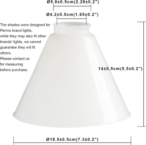 Miniatura 2 de Permo Embudo de repuesto para accesorios de iluminación, pantalla de vidrio blanco acampanado