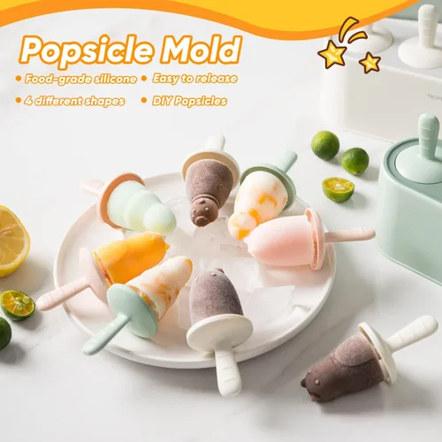 Miniatura 2 de Juego de 4 moldes para paletas caseras de silicona, moldes para helados, de fácil liberación, reutilizables, moldes para hacer bricolaje