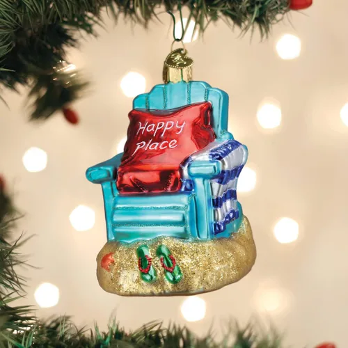 Miniatura 5 de Old World Christmas Happy Place Adorno de vidrio soplado para árbol de Navidad, decoración navideña artesanal, colección de playa