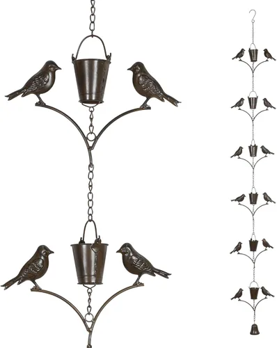 Miniatura 14 de Topadorn Cadena de lluvia decorativa de 8.5 pies, cadena colector de lluvia de 102 pulgadas para aleros de casa, jardín y hogar, diseño de copas