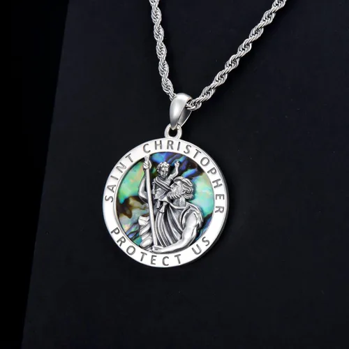 Miniatura 17 de CEKAMA - Collar de plata de ley 925 con dije de amuleto para hombres y mujeres, con cadena de 0.098 in, 22 pulgadas + 2 pulgadas