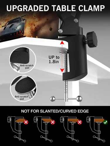 Miniatura 5 de SUNMON Rode NT-USB Mic Boom Arm - Brazo de micrófono para RODE NT-USB/NT-USB+/NT-USB Mini y la mayoría de micrófonos, soporte de brazo de tijera