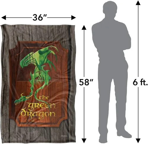 Miniatura 5 de Manta de The Lord of the Rings de 36 x 58 pulgadas, con signo de posada de dragón verde, tacto sedoso, súper suave