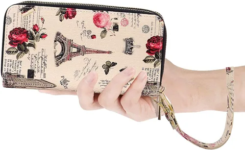 Miniatura 7 de HAWEE - Cartera para teléfono celular, con dos cierres y correa larga extraíble para la muñeca, para mujer