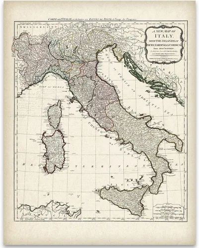 1794 Italy Map: Cartografía vintage para entusiastas de la antigüedad y aficionados a la historia - Póster topográfico de 11 x 14, exploración