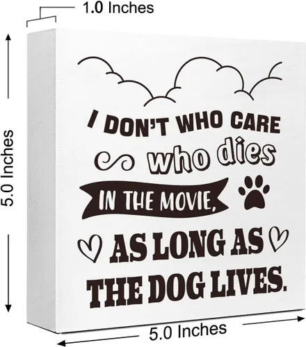 Miniatura 2 de LVQHI Letrero decorativo con diseño de huellas de perro con texto en inglés "I Funny Pet Dog Footprint", "Don't Who Care Who Dies in the Movie As
