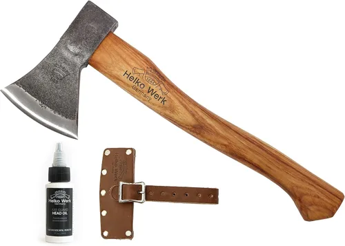 Miniatura 13 de 1844 Helko Werk Germany Hacha tradicional de carpintería de la Selva Negra, hecha en Alemania, Hacha Bushcraft forjada a mano y hacha forestal