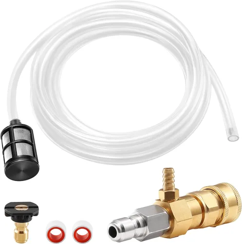 Miniatura 10 de PWACCS Inyector químico para lavadora a presión, kit de inyector aguas abajo con conectores de 3/8 pulgadas, 2-3 GPM, 3200 PSI