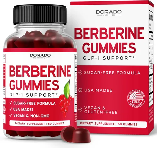 Gomitas de berberina con canela de Ceilán (1.200 mg) Suplemento de berberina de Ceilán y canela de Ceilán sin azúcar prémium para adultos, probado