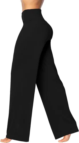 Sunzel Pantalones de yoga acampanados para mujer con pierna ancha y cintura alta, control de abdomen, pantalones de corte de bota para