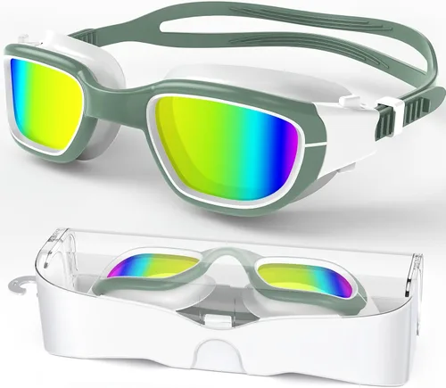 Miniatura 14 de Gafas de natación polarizadas, gafas de natación unisex para adultos, antivaho, anti UV, vista amplia, gafas de piscina para hombres y mujeres