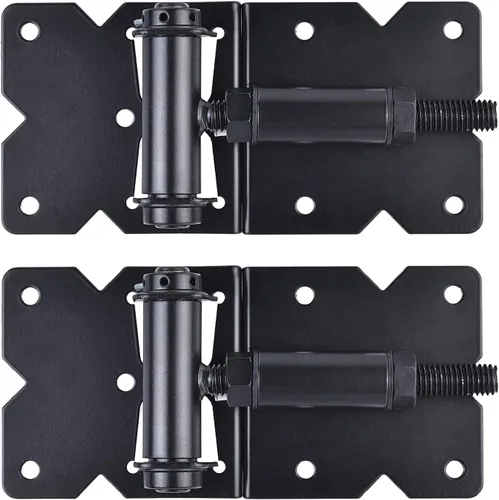 Miniatura 7 de Bisagras de hardware de puerta de cierre automático, resistentes para vallas de madera/vinilo/PVC, ajustable en 90 grados, con tornillos