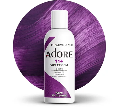 Miniatura 7 de Adore Tinte semipermanente morado para el cabello, vegano y libre de crueldad, 4 onzas líquidas, 114 Violet Gem (paquete de 1)