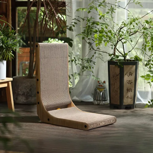 Miniatura 6 de FUKUMARU Rascador para gatos, 18.7 pulgadas en forma de L, almohadilla para rascar para gatos montada en la pared, cartón rascador para gatos