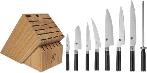 Miniatura 12 de Shun Juego clásico de 3 piezas Build-A-Block, incluye cuchillo de chef de 8 pulgadas, acero para afilar y bloque, juego de cuchillos japoneses