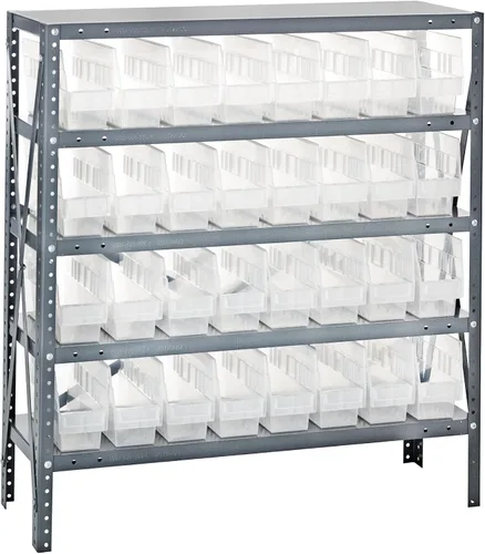 Miniatura 372 de Quantum QSBU-245BK Heavy Duty Shelving Unit with (7) Shelves and (24) QUS245 Black Bins for Garage Warehouse Storage Distribution 400 lb Load