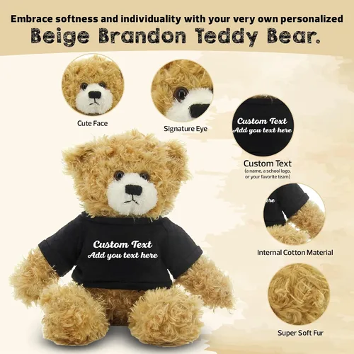 Miniatura 2 de Oso Brandon beige personalizado – Juguete de peluche personalizado de 12 pulgadas – Regalo perfecto de oso personalizado para graduación, San