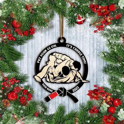 Miniatura 14 de Adorno personalizado de Jiu Jitsu, decoración de árbol de Navidad de artes marciales, regalo de recuerdo navideño BJJ para niños, adolescentes, On63