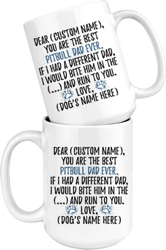 Miniatura 5 de Pitbull - Taza personalizada para papá de Pitbull, dueño de Pitbull, taza de papá Pitbull, I Love Pittie (15 onzas)