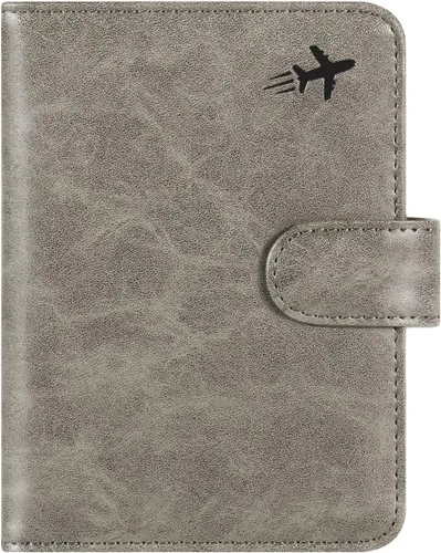 Miniatura 25 de Funda para pasaporte, cartera con bloqueo RFID, funda de piel para tarjetas, accesorios de viaje para mujeres y hombres, negro