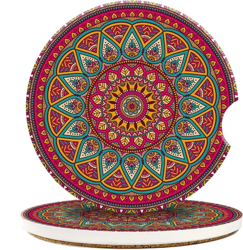 Miniatura 9 de Posavasos para Taza de Automóvil Mariposa Signo Místico Abstracto Azul Posavasos de Automóvil para Portavasos Universal Antideslizante Cerámica