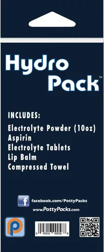 Miniatura 2 de Hydro Pack Kit de reemplazo de electrolitos portátil de un solo uso con polvo de electrolitos, píldoras de electrolitos, toalla comprimida, bálsamo