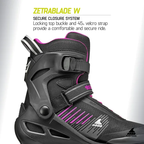 Miniatura 3 de Rollerblade Zetrablade Patines en línea para mujer adulta, patines en línea de rendimiento 2-Negro/Celeste