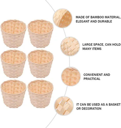 Miniatura 6 de BESPORTBLE Cesta de mimbre decorativa de bambú con tapa grande para habitación, hogar, oficina, entrada