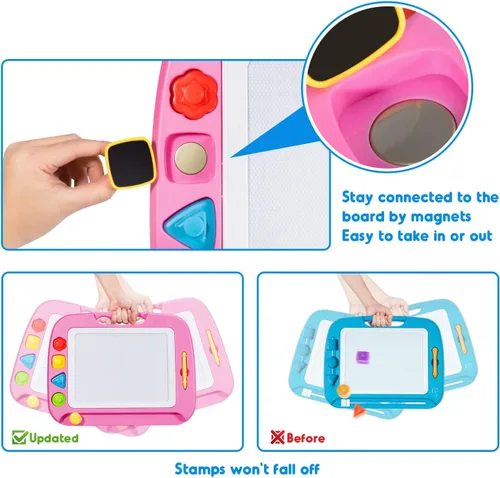 Miniatura 6 de SGILE - Pizarra magnética para dibujar grande, 4 colores, con 4 sellos, para niños pequeños, juguete educativo de aprendizaje, para niños de más
