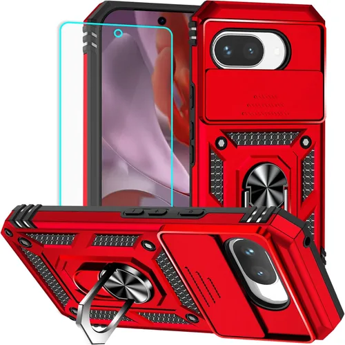 Miniatura 18 de HNHYGETE Funda para Pixel 6a con protector de pantalla HD, soporte giratorio de grado militar de 360° (resistente) a prueba de golpes para Google