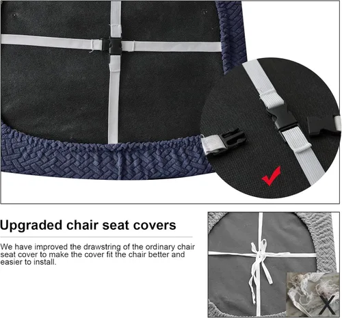 Miniatura 5 de Genina Fundas de asiento impermeables para sillas de comedor, fundas de asiento de sillas de comedor y cocina (azul marino, 2 piezas)