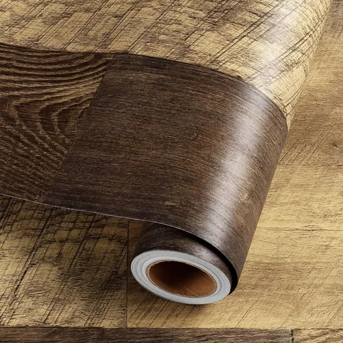 Miniatura 7 de Livelynine Rollo de vinilo de madera recuperada, impermeable, tablones de vinilo para despegar y pegar, tablones de madera para paredes, cocina