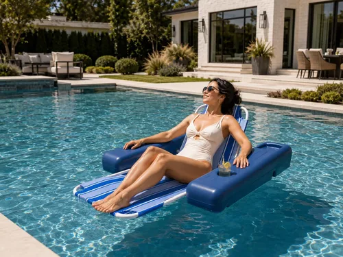Miniatura 4 de Poolmaster Caribbean Retro Floating Chaise Pool Lounge Chair for Adults