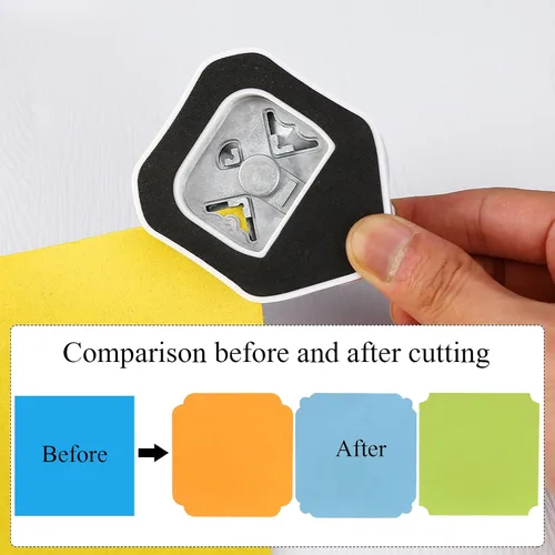 Miniatura 7 de Perforadora de esquina decorativa 3 en 1, perforadora de papel de esquina de 3 vías para manualidades de papel, diarios de viñetas, tarjetas