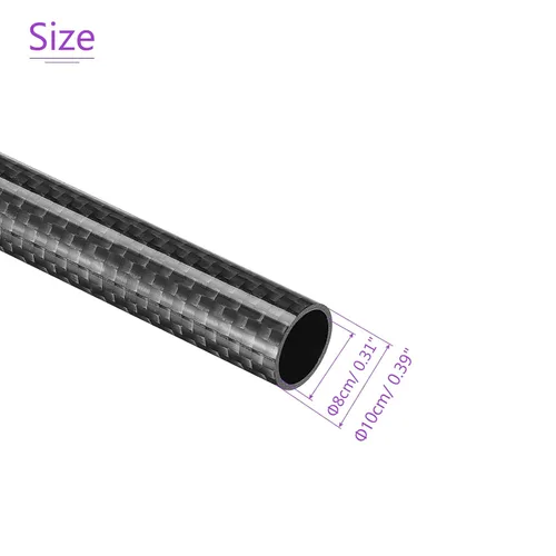 Miniatura 3 de DMiotech Paquete de 2 tubos redondos de fibra de carbono de 0.394 in x 0.315 in x 19.685 in, tubo de carbono envuelto en rollo 3K para RC