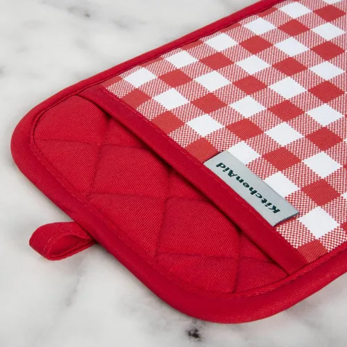 Miniatura 3 de KitchenAid Juego de 2 soportes para ollas a cuadros, rojo pasión, 7 x 10 pulgadas