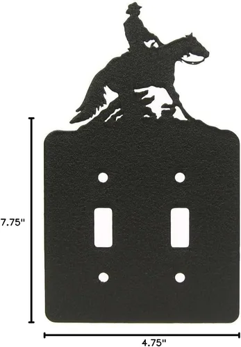 Miniatura 2 de Innovative Fabricators, Inc. Cubierta de placa de interruptor de doble luz Reining Horse