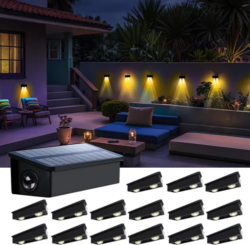 Miniatura 15 de Luces de Valla Solares Impermeables para Exteriores de 3 Lados LED para Pared y Paisajismo para Patio, Terraza, Patio, Barandilla, Garaje, Piscina