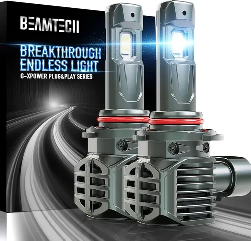 BEAMTECH Bombillas 9005, chips G-XPower HB3 para luz antiniebla 500% más brillante 6500K xenón blanco, enchufe y uso, paquete de 2
