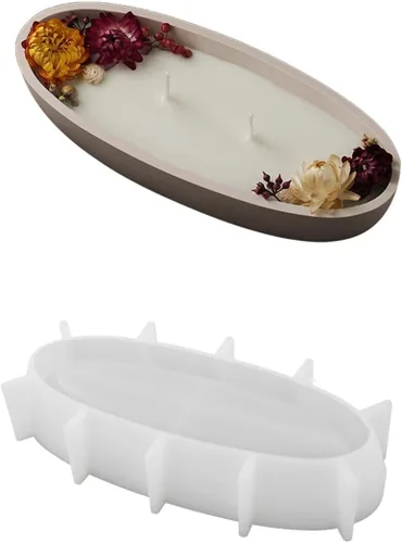 Moldes ovalados para tarro de barco, moldes de silicona creativos, bandeja de almacenamiento de contenedor de hormigón para hacer moldes para
