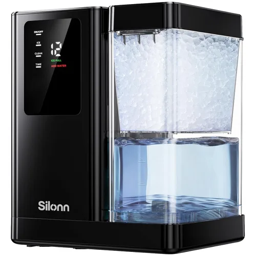 Miniatura 22 de Máquina de hielo Nugget para encimera, Silonn máquina de hielo de pellets masticables con función de autolimpieza, 33 libras/24H máquinas de hielo