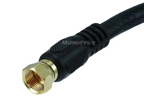 Miniatura 2 de Monoprice RG6 Quad Shield CL2 - Cable coaxial con conector tipo F para televisión, 1.5 pies Negro
