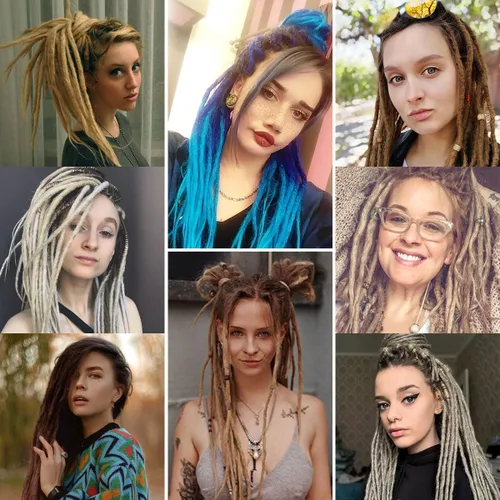 Miniatura 7 de Kraler Extensiones de Rastas Azules de Doble Extremo de 18 Pulgadas, 20 Hebras Sintéticas DE Extensiones de Rastas Hechas a Mano, Estilo de Rastas