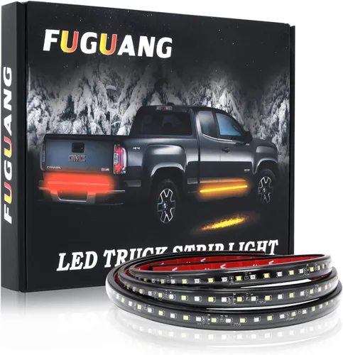 Miniatura 6 de Juego de 2 luces LED de 70 pulgadas IP68 para camión, marcador lateral, tira de luces de paso flexible, blanco y ámbar (IP68)